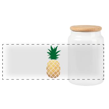 Pineapple decoration Gołd deluxe summer exotic sweet party - Panoramic Cookie Jar with Wooden Lid - white - Front