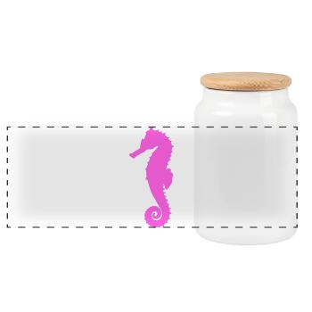 Seepferdchen pink - Panorama Keksdose mit Holzdeckel - Weiß - Vorne
