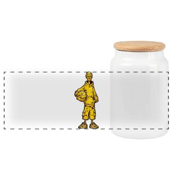 Basketball Ball Sports - Panoramic Cookie Jar with Wooden Lid - white - Front