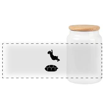 Frühlings Schildkröte / spring turtle (1c) - Panorama Keksdose mit Holzdeckel - Weiß - Vorne