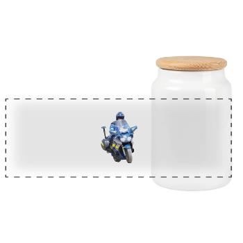 Motard Gendarmerie - Boîte à biscuits avec couvercle en bois - blanc - Devant