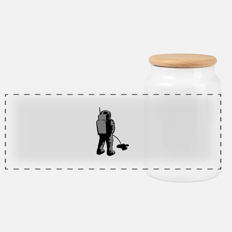 MISSION - Panoramic Cookie Jar with Wooden Lid - white