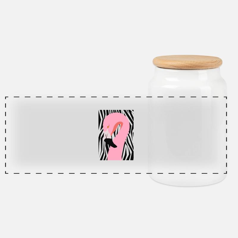 Crossover-Flamingo - Panorama Keksdose mit Holzdeckel - Weiß