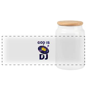 god is a dj - Boîte à biscuits avec couvercle en bois - blanc - Devant