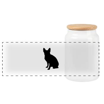 Vector dog Silhouette - Panoramic Cookie Jar with Wooden Lid - white - Front