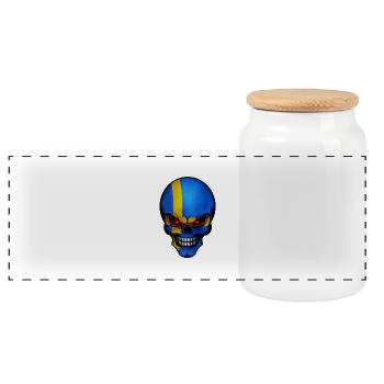 Skull Sweden - Panoramic Cookie Jar with Wooden Lid - white - Front