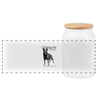 German Shepherd Dog - Panoramic Cookie Jar with Wooden Lid - white - Front