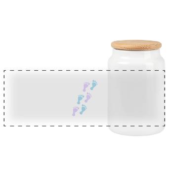 baby footprints - Boîte à biscuits avec couvercle en bois - blanc - Devant