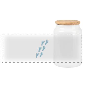 footprints - Boîte à biscuits avec couvercle en bois - blanc - Devant