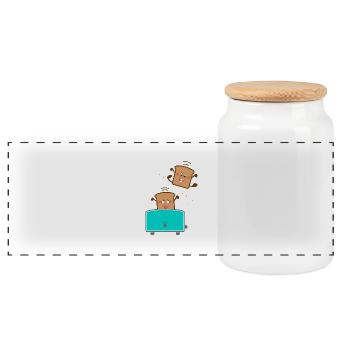 2541614 130251401 breakfast - Panoramic Cookie Jar with Wooden Lid - white - Front