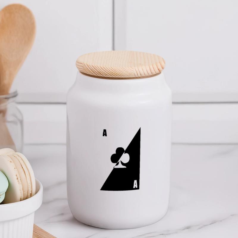 map as black white clover Panoramic Cookie Jar with Wooden Lid