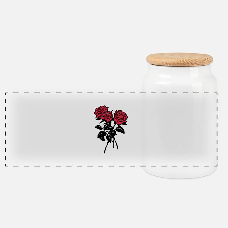 roses - Panorama Keksdose mit Holzdeckel - Weiß