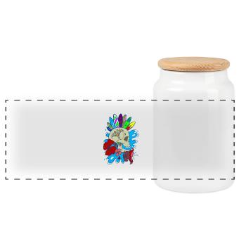 skull and surf - Boîte à biscuits avec couvercle en bois - blanc - Devant