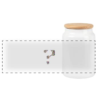 Point d'interrogation - Boîte à biscuits avec couvercle en bois - blanc - Devant