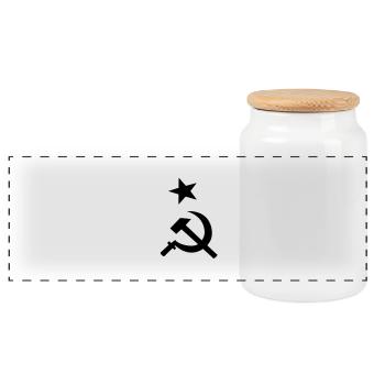 hammer_sichel_stern - Panoramic Cookie Jar with Wooden Lid - white - Front