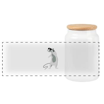 Rat with sunglasses - Panoramic Cookie Jar with Wooden Lid - white - Front