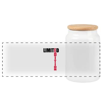 Limited Edition Text Logo - Panoramic Cookie Jar with Wooden Lid - white - Front