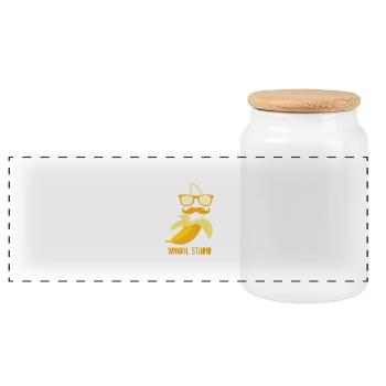 Hipster Banana - Panoramic Cookie Jar with Wooden Lid - white - Front