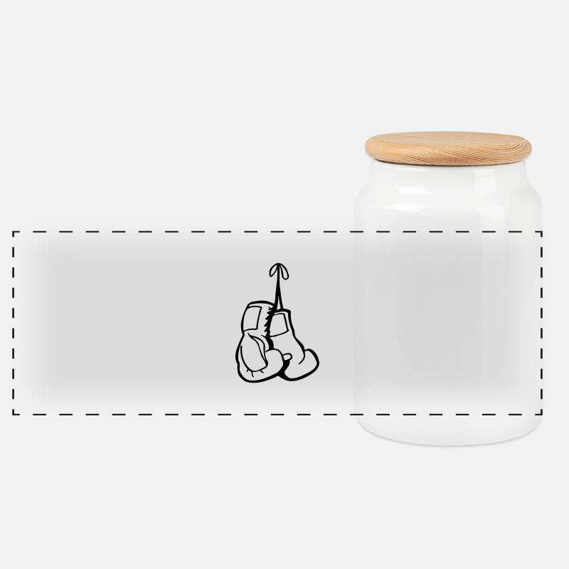 boxing gloves - box handschuhe - Panorama Keksdose mit Holzdeckel - Weiß