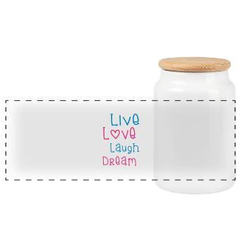 Live Love Laugh Dream - Panoramic Cookie Jar with Wooden Lid - white - Front