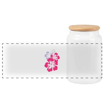 hibiskus_4 - Panorama Keksdose mit Holzdeckel - Weiß - Vorne