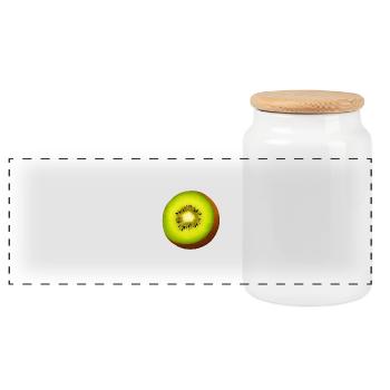 Kiwi - Panoramic Cookie Jar with Wooden Lid - white - Front