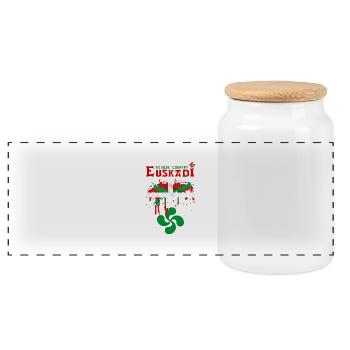 euskadi pays basque 09 - Panoramic Cookie Jar with Wooden Lid - white - Front