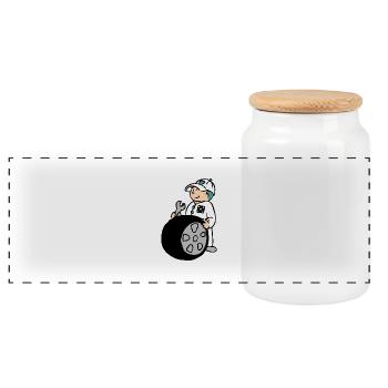 Pit Crew - Boîte à biscuits avec couvercle en bois - blanc - Devant