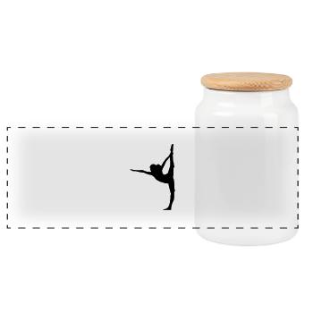 Woman at Yoga exercise design - Panoramic Cookie Jar with Wooden Lid - white - Front