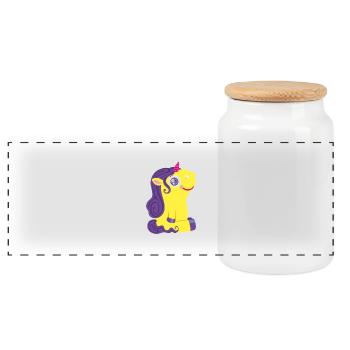 Kleines Einhorn - Panorama Keksdose mit Holzdeckel - Weiß - Vorne