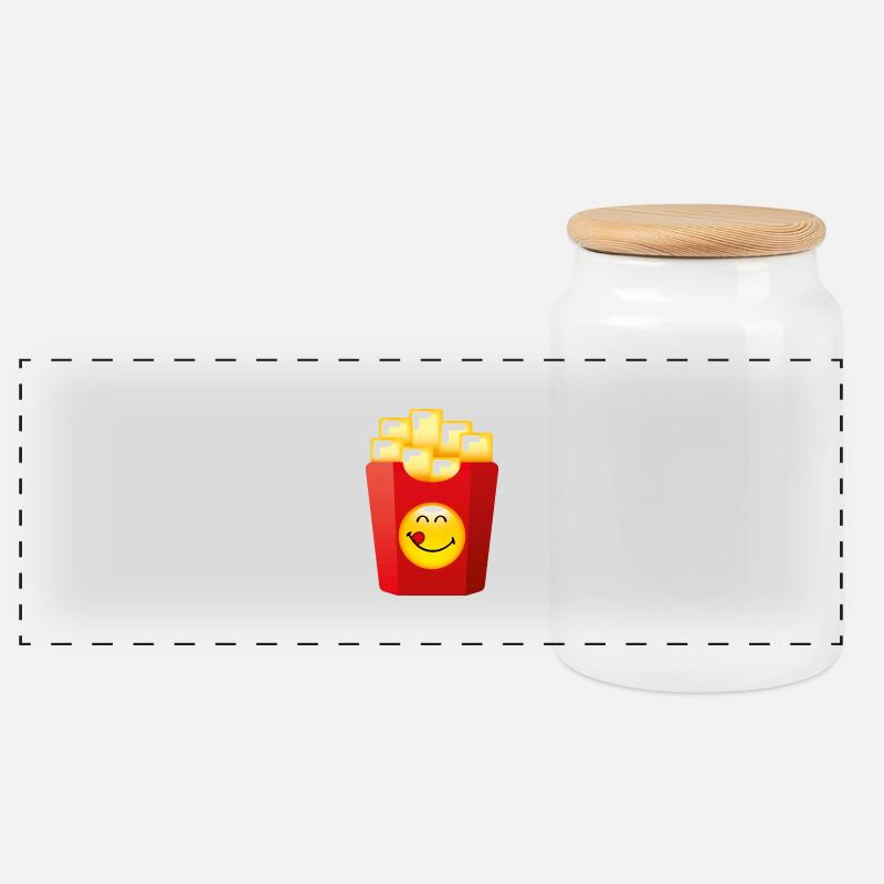 Smiley Chips - Panorama Keksdose mit Holzdeckel - Weiß