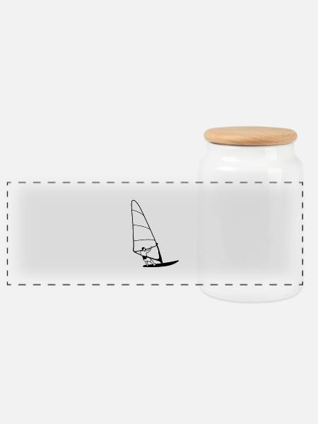 Windsurfen - Panorama Keksdose mit Holzdeckel - Weiß