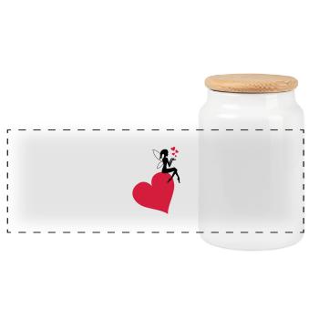 fee_herz_liebe - Boîte à biscuits avec couvercle en bois - blanc - Devant