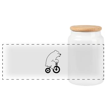 eisbaer_fahrrad_01 - Panorama Keksdose mit Holzdeckel - Weiß - Vorne
