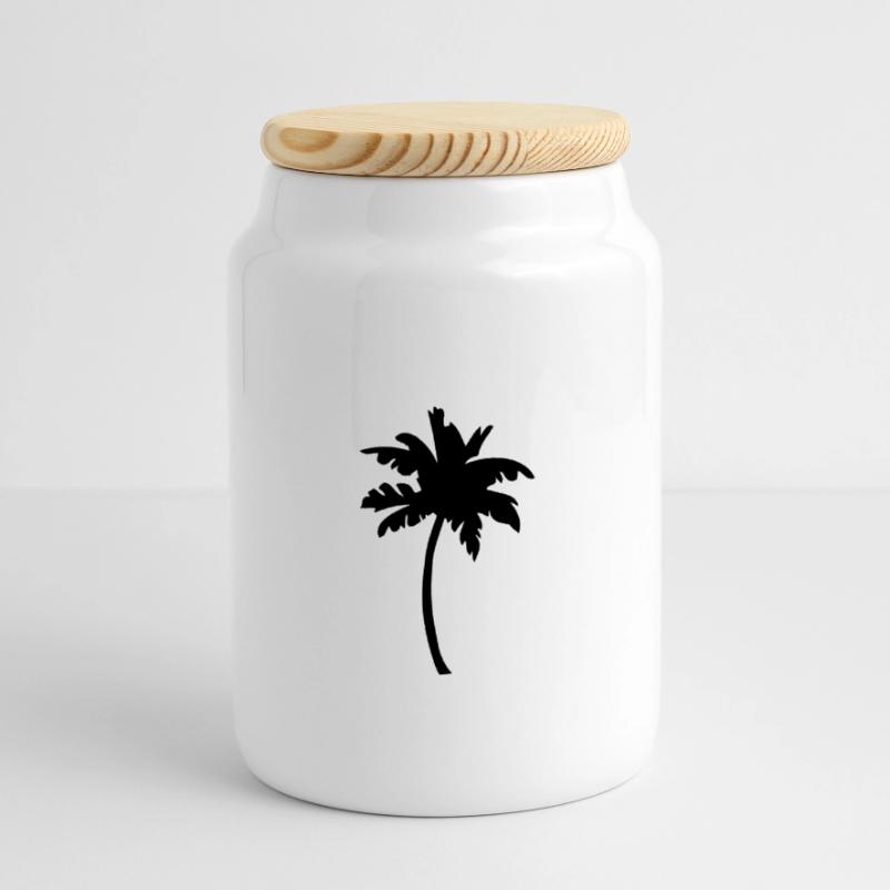 palme silhouette Panorama Keksdose mit Holzdeckel