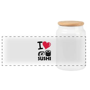 i_love_sushi - Panorama Keksdose mit Holzdeckel - Weiß - Vorne