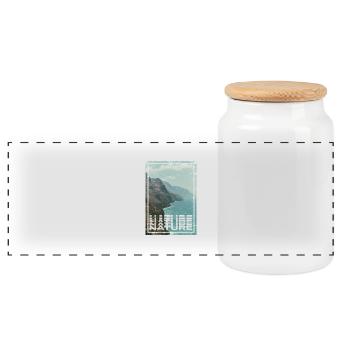 Nature - Panoramic Cookie Jar with Wooden Lid - white - Front