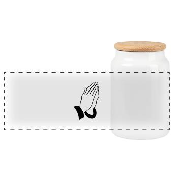 praying_hands_001 - Panorama Keksdose mit Holzdeckel - Weiß - Vorne