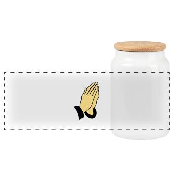 praying_hands_002 - Panorama Keksdose mit Holzdeckel - Weiß - Vorne