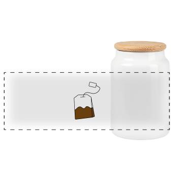 Sachet de thé - Boîte à biscuits avec couvercle en bois - blanc - Devant