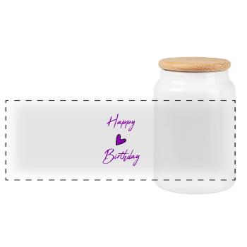 JOYEUX ANNIVERSAIRE. HAPPY BIRTHDAY. ANNIVERSAIRE. - Boîte à biscuits avec couvercle en bois - blanc - Devant
