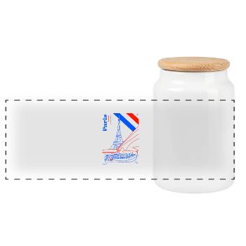 Paris and its Iron Lady - Panoramic Cookie Jar with Wooden Lid - white - Front