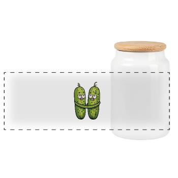 Pickles in love - Panoramic Cookie Jar with Wooden Lid - white - Front