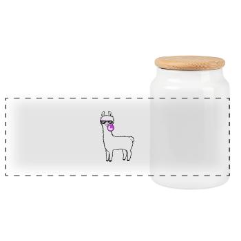 Lama chewing-gum bulle bulle alpaga soufflant - Boîte à biscuits avec couvercle en bois - blanc - Devant