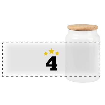 4 Year Star - 4th Anniversary Gift - Panoramic Cookie Jar with Wooden Lid - white - Front