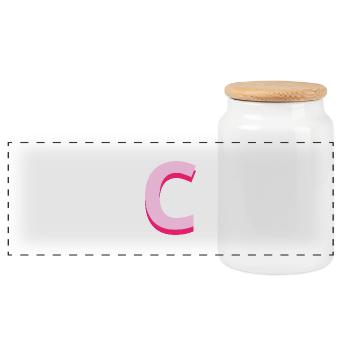 Letter c pink pop and modern - Panoramic Cookie Jar with Wooden Lid - white - Front