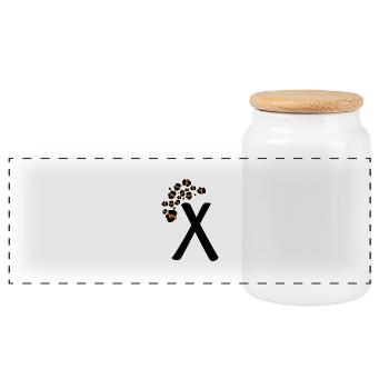 Letter x leopard print - Panoramic Cookie Jar with Wooden Lid - white - Front