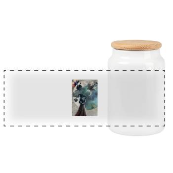 Femme mystique en masque de médecin de la peste - Boîte à biscuits avec couvercle en bois - blanc - Devant