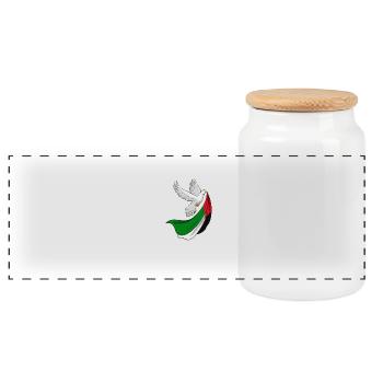 Free Palestine Design – Statement for Peace - Panoramic Cookie Jar with Wooden Lid - white - Front