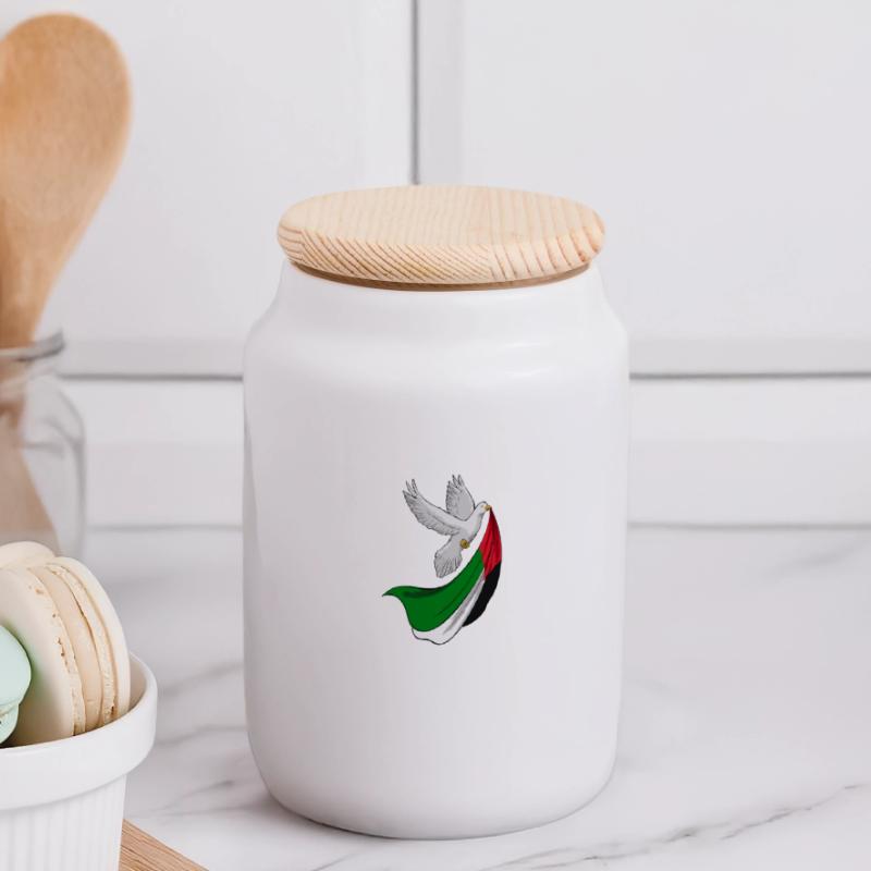 Free Palestine Design – Statement for Peace Panoramic Cookie Jar with Wooden Lid